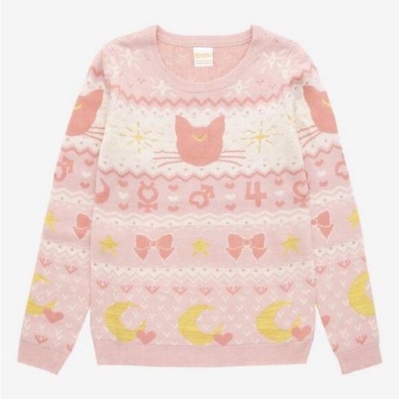 Box Lunch X Sailor Moon | Luna & Sailor Guardian Symbols Sweater | Size Medium - Picture 1 of 7